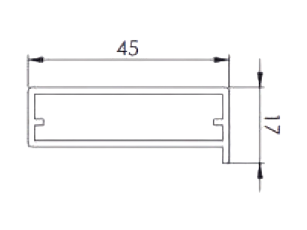 Telaio Alluminio per Anta Vetro mm.4 Modello 21286 mm.45x17 su Misura Senza Vetro Nero Opaco - immagine 2